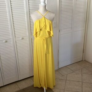 VENUS NWOT off the shoulder maxi dress, bright‎ yellow, ruffled neckline size M